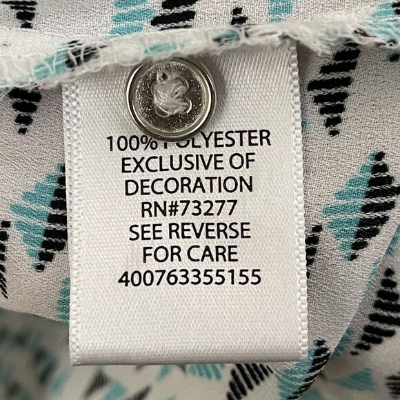 Candie’s XS Geometric Button Blouse Lace Shoulder Long Roll Tab Sleeve Top - Picture 10 of 13